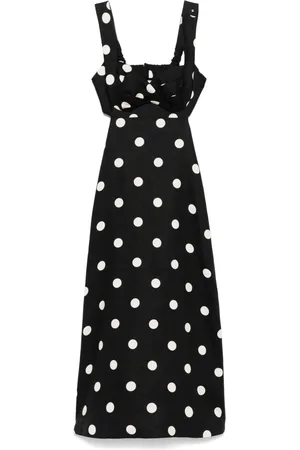ZIMMERMANN Kleedjes, Dames, Zwart, L, Linnen, Polka Dot Linnen Jurk