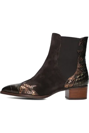 Pertini Schoenen, Dames, Bruin, 38 EU, Leer, Bronze Snake Print Chelsea Boots