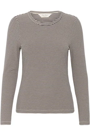 Part Two Tops, Dames, Zwart, S, Katoen, Gestreept shirt met lange mouwen