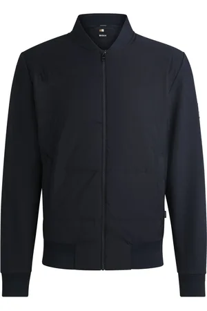 HUGO BOSS Jassen, Heren, Blauw, 2Xl, Donkerblauwe Jersey Bomberjack
