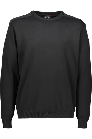Paul & Shark Sweatshirts & Hoodies, Heren, Zwart, M, Wol, Trui met ronde hals en patches