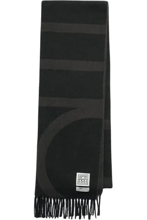 Totême Accessoires, Dames, Zwart, ONE Size, Wol, Monogram Jacquard Wollen Sjaal