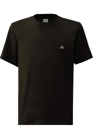 C.P. Company Tops, Heren, Zwart, M, Katoen, Logo Jersey T-shirt Zwart Regular Fit