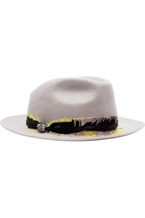 Zadig & Voltaire Accessoires, Dames, Grijs, M, Wol, Foulard Hoed met Doodskopkraal en Veren