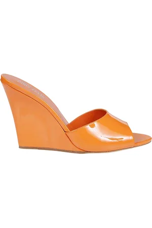 PARIS TEXAS Schoenen, Dames, Oranje, 39 EU, Leer, Carrot Slip-On Sleehak Sandalen