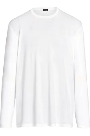 Kiton Tops, Heren, Wit, XL, Katoen, Wit Katoen Lange Mouw Ronde Hals T-Shirt