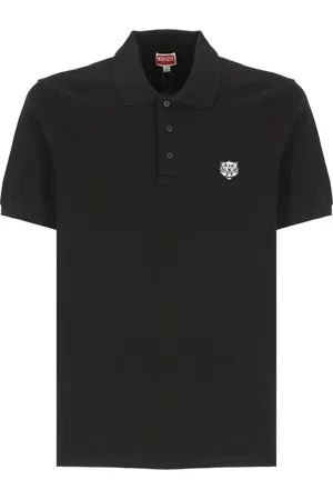 Kenzo Tops, Heren, Zwart, M, Katoen, Happy Tiger Polo Shirt
