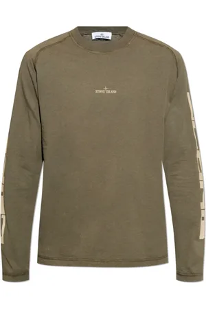 Stone Island Tops, Heren, Groen, S, Katoen, Logo T-shirt