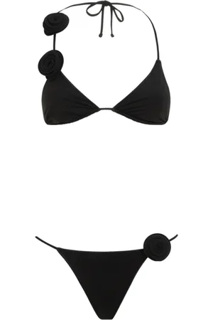 LA REVECHE Badkleding, Dames, Zwart, L, Zwarte Bloemen Driehoek Bikini Zwemkleding