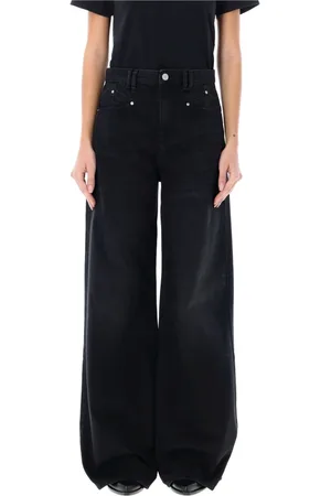 Isabel Marant Jeans, Dames, Zwart, S, Katoen, Wijde Flare High Waist Jeans