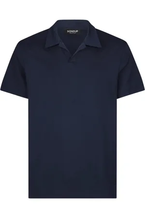 Dondup Tops, Heren, Blauw, L, Jersey Bowling Polo Shirt zonder knopen