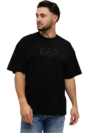 Emporio Armani Tops, Heren, Zwart, L, Katoen, Zwart Heren T-shirt met Logoprint