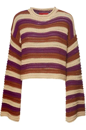 La DoubleJ Truien, Dames, Veelkleurig, XS, Katoen, Chunky gestreepte cropped trui