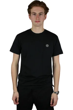 Stone Island Tops, Heren, Zwart, M, Katoen, T-shirt met Borstlogo