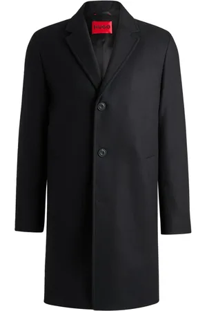 HUGO BOSS Mantels, Heren, Zwart, S, Wol, Elegante Wollen Blend Jas