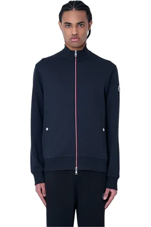 Moncler Sweatshirts & Hoodies, Heren, Blauw, S, Katoen, Katoenen Gebreide Ritsvest