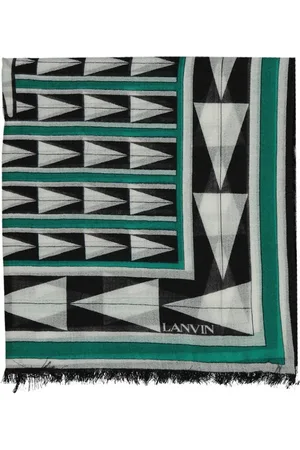 Lanvin Accessoires, unisex, Veelkleurig, ONE Size, Wol, Wollen Sjaal Franje Logo Detail Italië