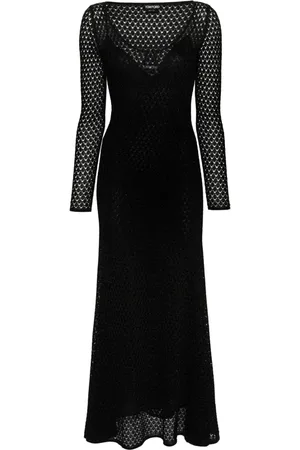 Tom Ford Kleedjes, Dames, Zwart, S, Lurex Gehaakte Maxi-jurk