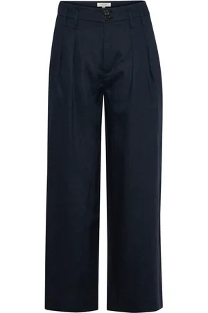 Part Two Broeken, Dames, Zwart, XL, Linnen, Wide Leg Linnen Broek After Midnight
