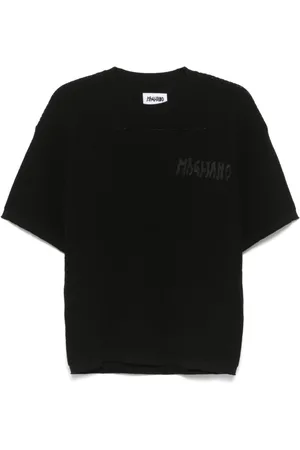 MAGLIANO Tops, Heren, Zwart, L, Zwarte Crew Neck Geborduurde T-shirts en Polos
