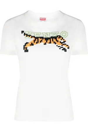 Kenzo Tops, Dames, Wit, XS, Katoen, Stijlvol T-shirt