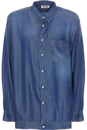 MAGLIANO Overhemden, Heren, Blauw, M, Denim, Blauwe Klassieke Knoopshirt