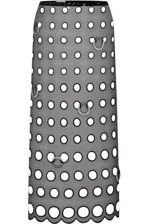 Nué Notes Rokken, Dames, Zwart, M, Zwarte Mesh Midi Rok met Fonkelende Details