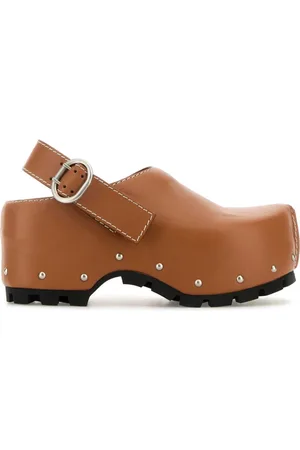 Jil Sander Schoenen, Dames, Bruin, 40 EU, Leer, Caramelkleurige leren klompen