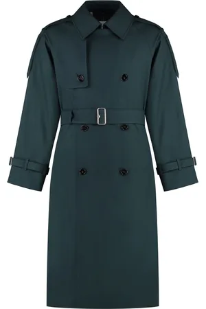 Burberry Mantels, Heren, Groen, L, Katoen, Klassieke Trenchcoat met Ruitvoering