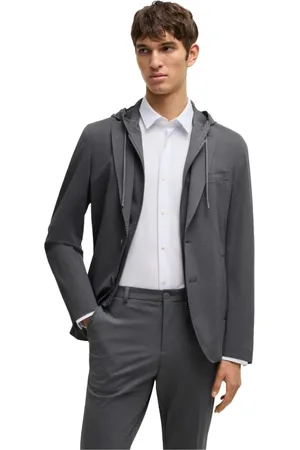 HUGO BOSS Jassen, Heren, Grijs, XL, Polyester, Stretch Technical Fabric Hooded Jacket