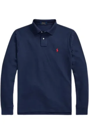 Ralph Lauren Tops, Heren, Blauw, M, Katoen, Polo Shirt met Lange Mouwen
