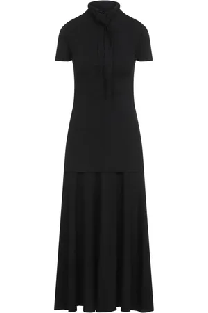 Jil Sander Kleedjes, Dames, Zwart, S, Zwarte Jurk met Korte Mouwen