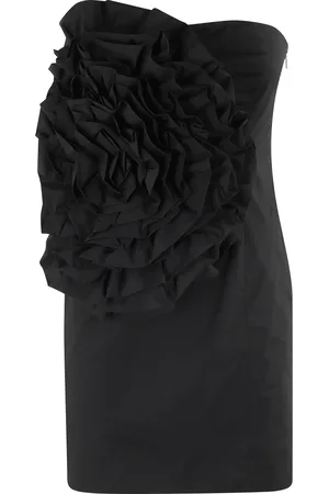 ROTATE Kleedjes, Dames, Zwart, XS, Katoen, 3D Big Flower Mini Jurk Zwart