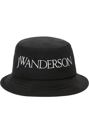 J.W.Anderson Accessoires, Dames, Zwart, S/M, Logo-Geborduurde Bucket Hat