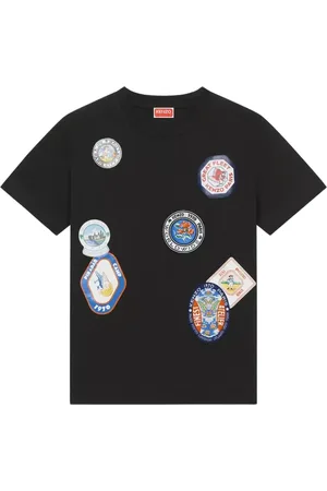 Kenzo Tops, Dames, Zwart, L, Katoen, Zwart katoenen T-shirt Travel Style