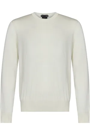 Tom Ford Truien, Heren, Wit, M, Katoen, Crewneck Sweater