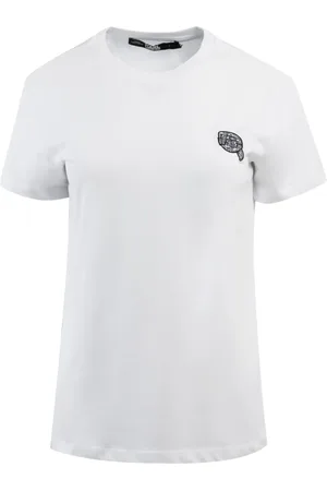 Karl Lagerfeld Tops, Dames, Wit, M, Katoen, Ikonik 2.0 T-Shirt