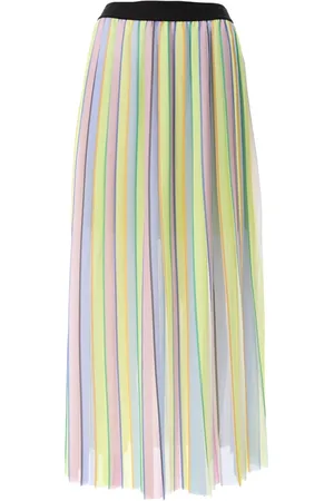 Karl Lagerfeld Rokken, Dames, Veelkleurig, M, Polyester, Gestreept Geplooide Maxi Rok