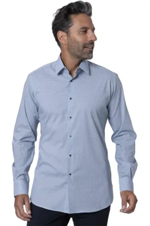 Karl Lagerfeld Overhemden, Heren, Blauw, 3Xl, Casual Overhemd met Vierkante Patronen