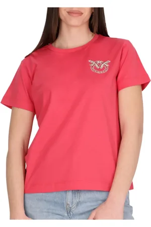 Pinko Tops, Dames, Rood, XL, Katoen, Nambrone T-Shirt