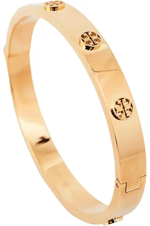Tory Burch Accessoires, Dames, Geel, L, Gouden Armband Miller Elegant Logo Snap