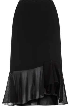Tom Ford Rokken, Dames, Zwart, M, Zwarte, geplooide rok met transparante details