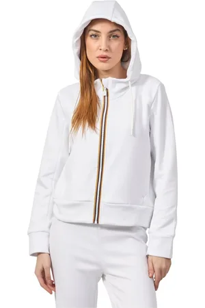 K-Way Sweatshirts & Hoodies, Dames, Wit, XS, Cropped Sweater met Halve Rits
