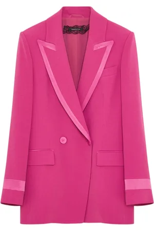 Patrizia Pepe Jassen, Dames, Roze, M, Satijn, Double-Breasted Jas