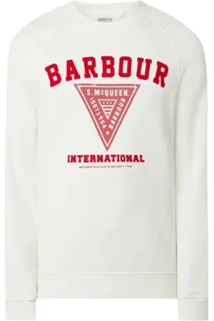 Barbour Sweatshirts & Hoodies, Heren, Wit, M, Katoen, Offwhite Logo Print Sweatshirt