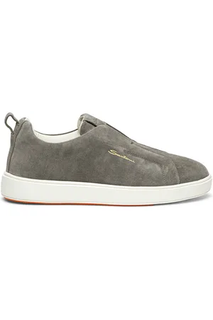 santoni Schoenen, Heren, Grijs, 39 EU, Suède, Heren suède instap sneaker