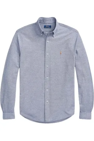 Ralph Lauren Overhemden, Heren, Blauw, L, Katoen, Sportief Shirt met Lange Mouwen