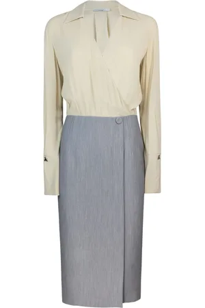 Patrizia Pepe Kleedjes, Dames, Grijs, M, Polyester, Bicolor Wrap Jurk
