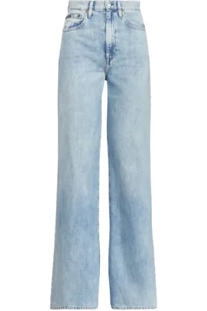 Ralph Lauren Jeans, Dames, Blauw, W30, Katoen, Wide Leg High Waist Jeans