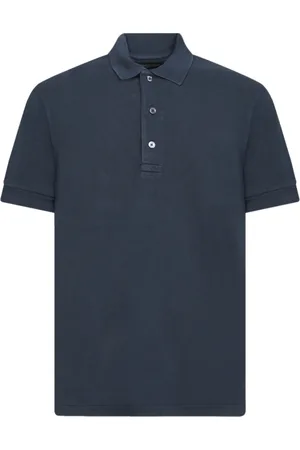 Tom Ford Tops, Heren, Blauw, XL, Katoen, Blauw Lyocell Poloshirt Klassieke Kraag